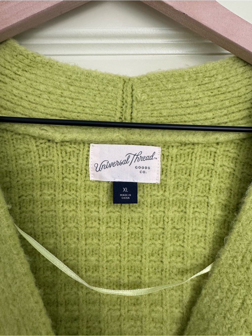 Universal Thread Lime Green Waffle-Knit V-Neck Button Cardigan - Picture 3 of 6